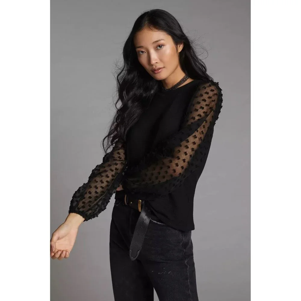 Maeve x Anthropologie Sz. XS Petite Textured Balloon Sleeve Top